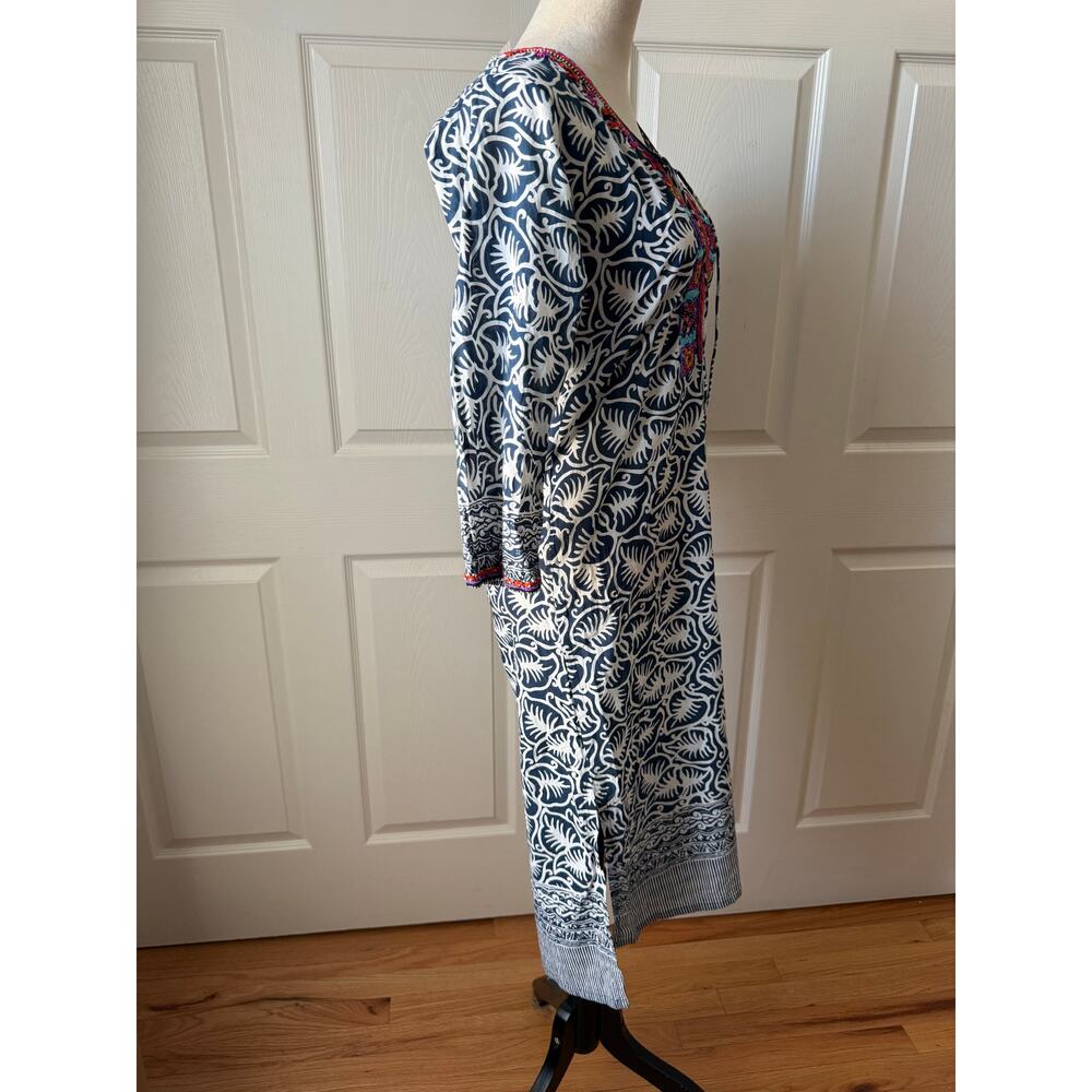 Bella Tu Cotton Resort Dress Beaded Trim Coastal Vacation Bohemian Size XS - Picture 4 of 9